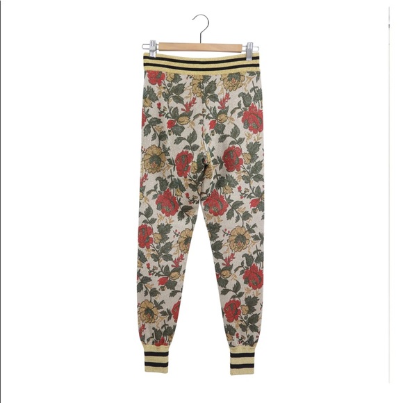 Gucci Gold Lurex Floral Knit Leggings XS(2-4) - Picture 2 of 8